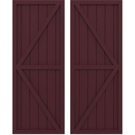 Americraft 6-Board Wood 2 Equal Panel Frmd Board-n-Batten Shutters W/ Dubl Z-Bar, ARW102BF621X75WRH